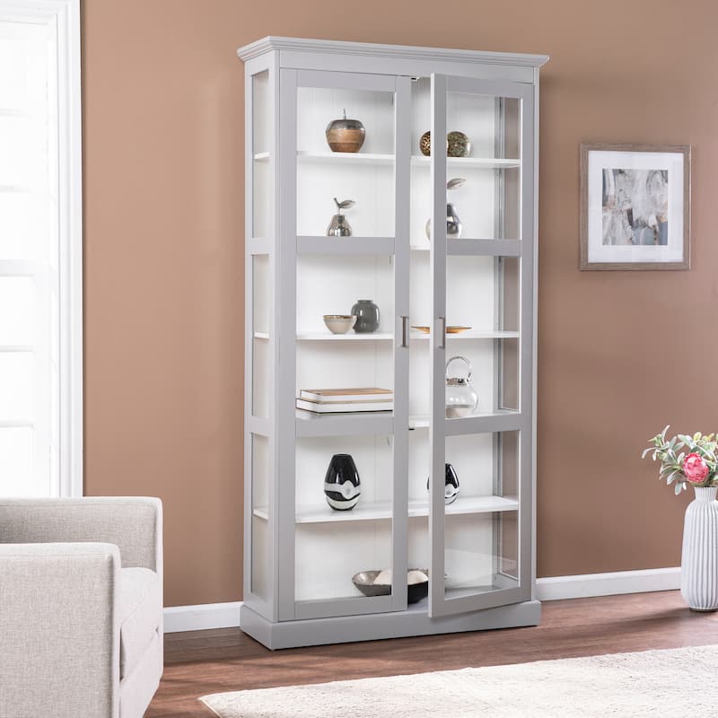 SEI Furniture Barhugh Transitional Gray Wood Curio Cabinet