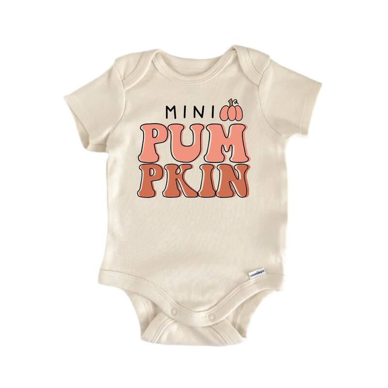 Mini Pumpkin Fall - Baby Boy Girl Clothes Bodysuit Funny Cute - Natural - 0-3M
