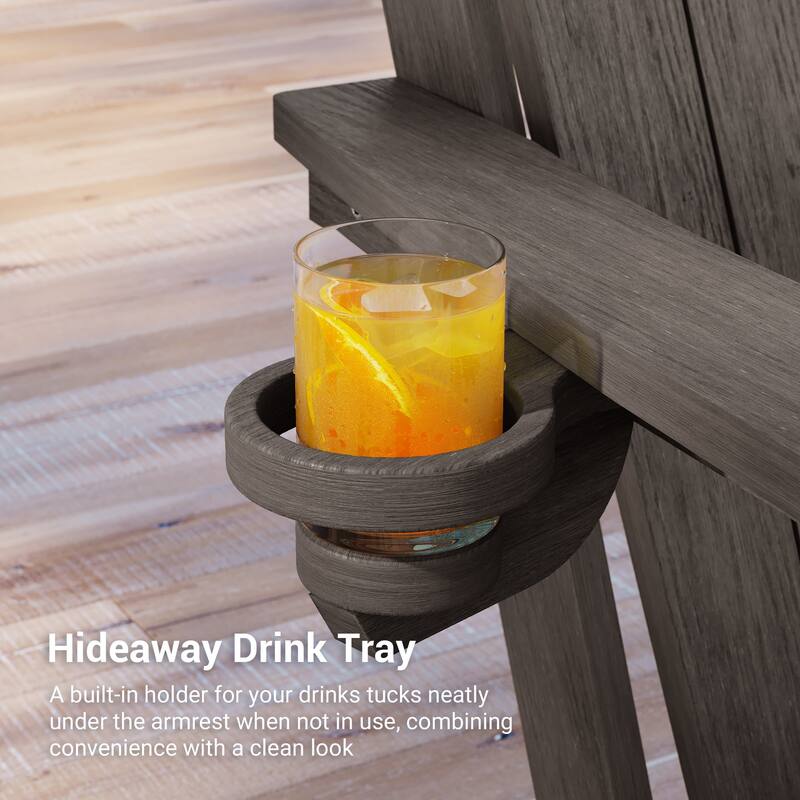 Foldable HDPE Adirondack Chair All-Weather W/ Cup Holder