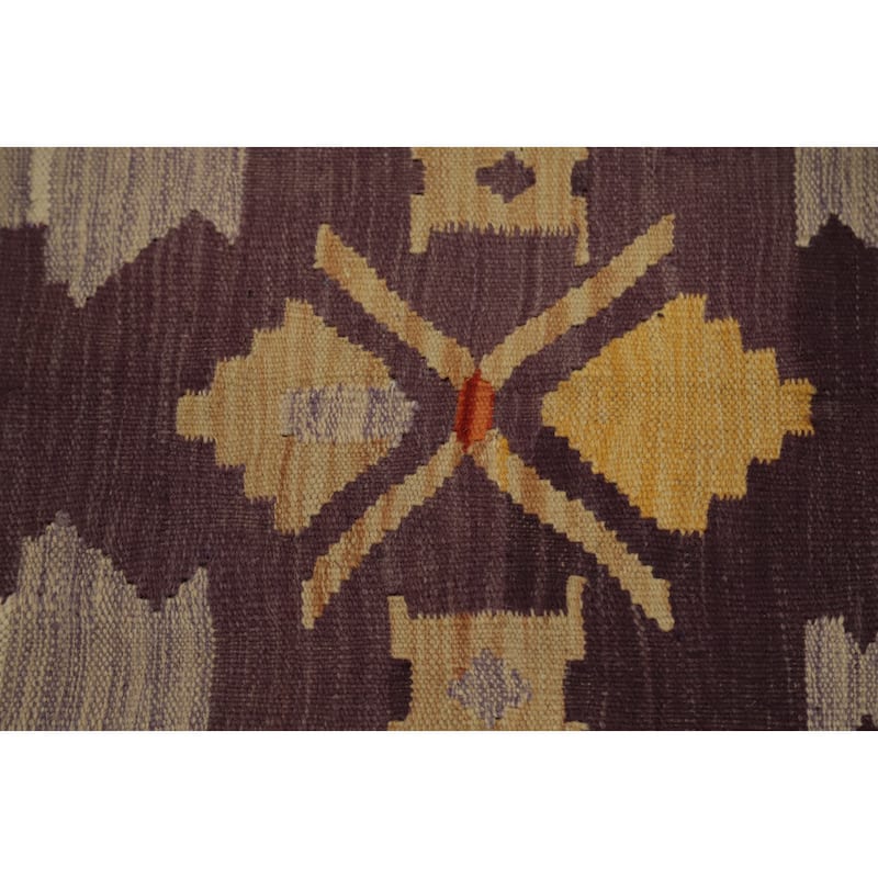 Hand Woven Oriental 100% Wool Carpet Southwestern Tribal Purples Kilim Area Rug - 7' 3'' X 4' 11''