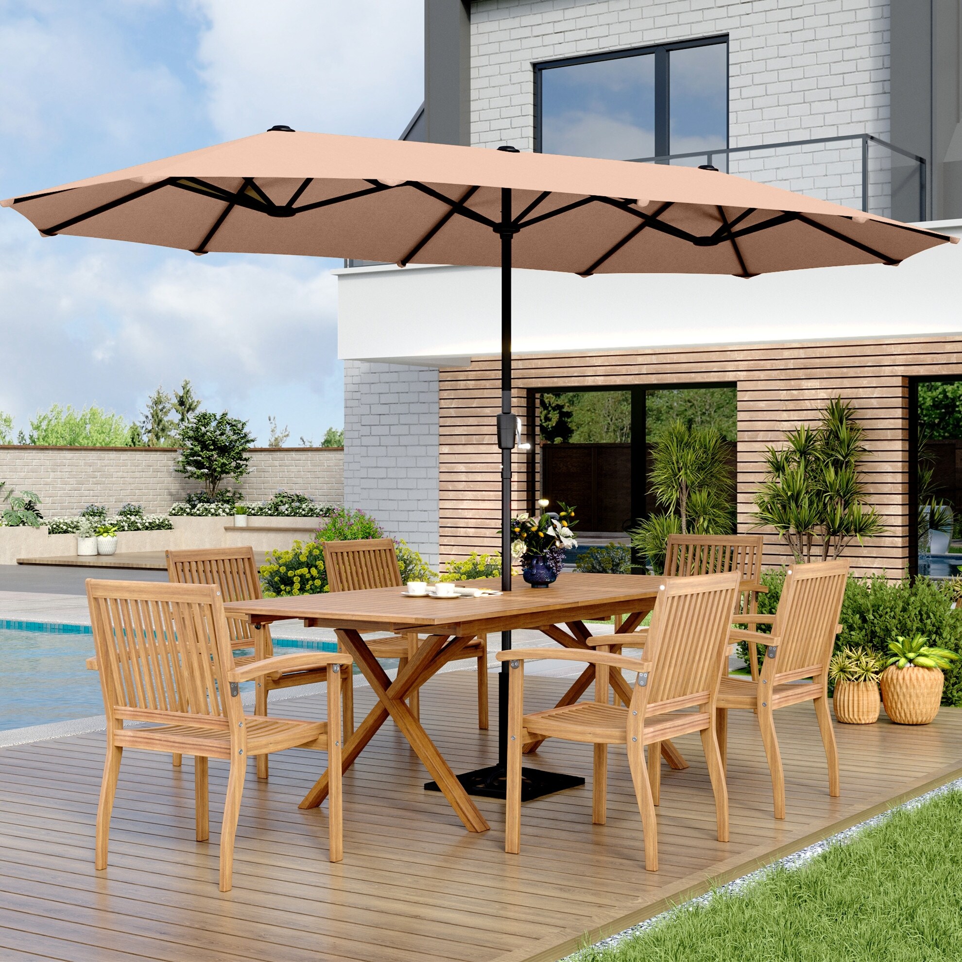 MAISON ARTS 13-Ft Twin Outdoor Market Crank with Double-Sided Design-image