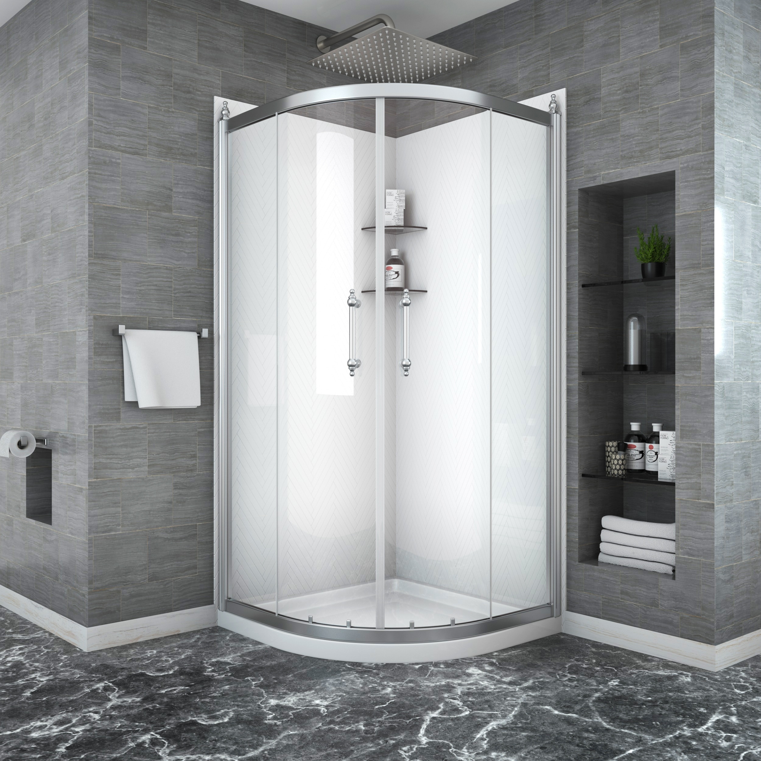 Shower Door 36" x 75" Framed Tub Shower Enclosure , 1/4 in. (6mm)