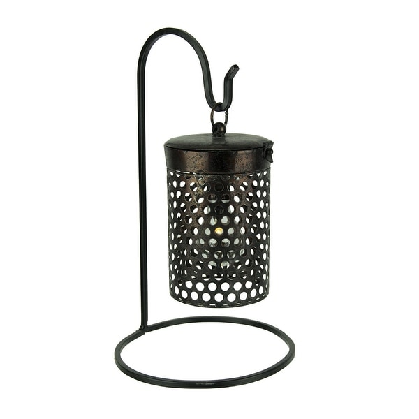 Black Metal Cage Hanging LED Accent Light with Stand - 16 X 9.25 X 9.25 inches