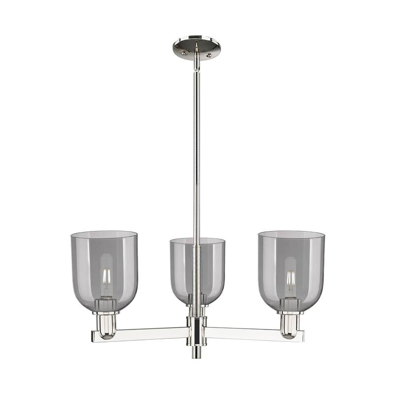 Innovations Lighting Endless Possibilities Arcadia - Bella - 3 Light 27" Stem Hung Chandelier - Polished Nickel/Light Smoke