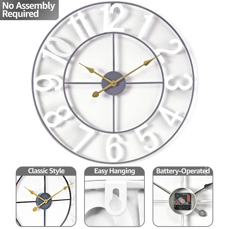 Sorbus Large 16 inch Decorative Round Analog Wall Clock Battery Operated With Numeral Style Design - 16"