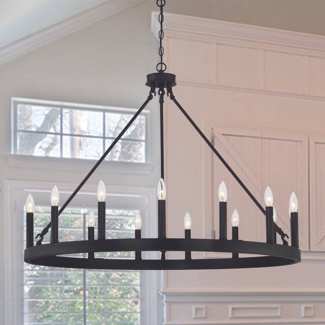 Acroma 15 Light 40 In Modern Farmhouse Wagon Wheel Chandelier-UL