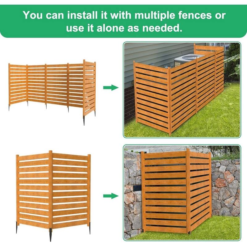 3.2 ft.W x 5 ft.H Air Conditioner Fence with Metal Stakes, 2-Panel
