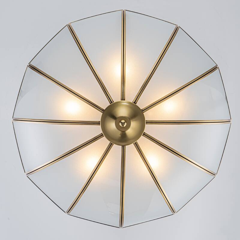 Modern 5-Light Frosted Petal Glass Pendant Light for Dining and Living Room - Gold