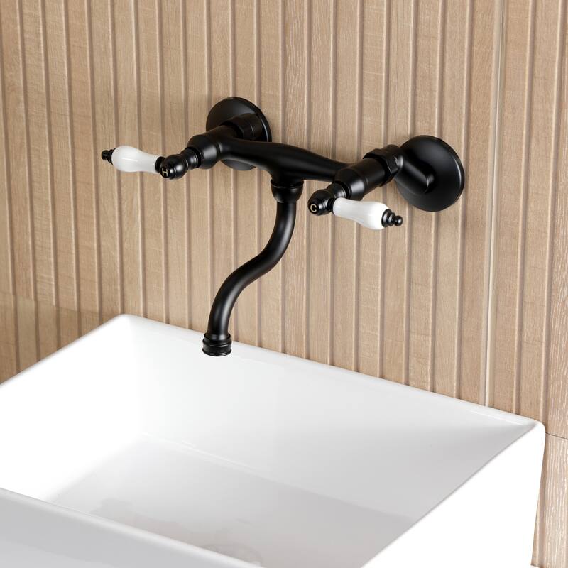 Kingston Brass Kingston Two-Handle 2-Hole Wall Mount Bathroom Faucet