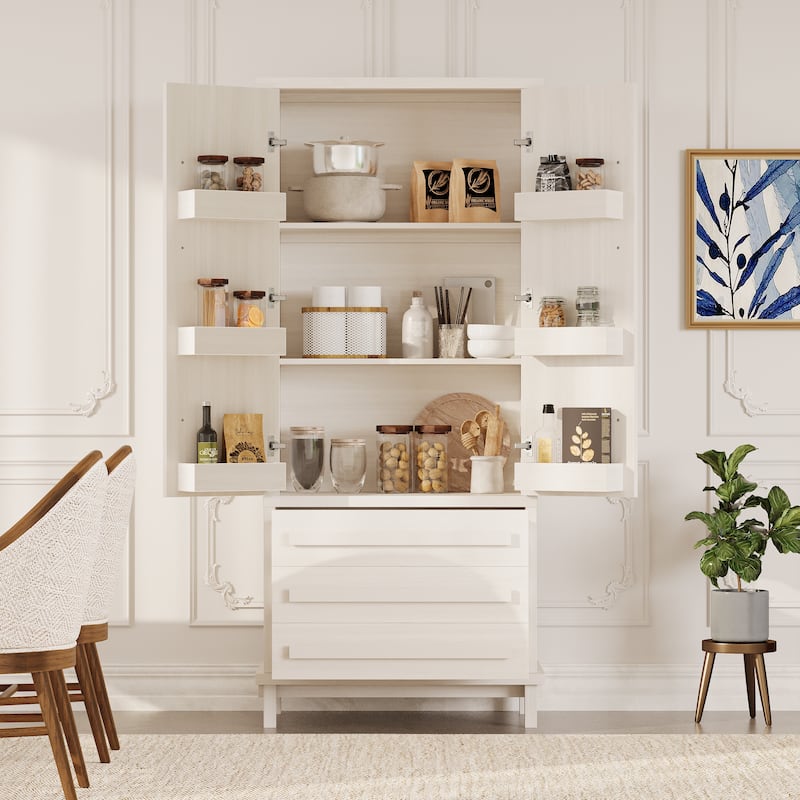 Christopher Knight Home - Linda 70" Kitchen Pantry Cabinet with Adjustable Shelves, 3 Drawers & 6 Door Racks