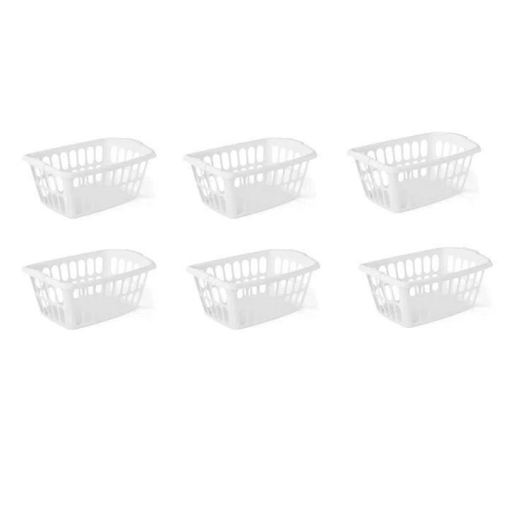 1.5 Bu / 53 L Rectangular Laundry Basket, White, Set of 6
