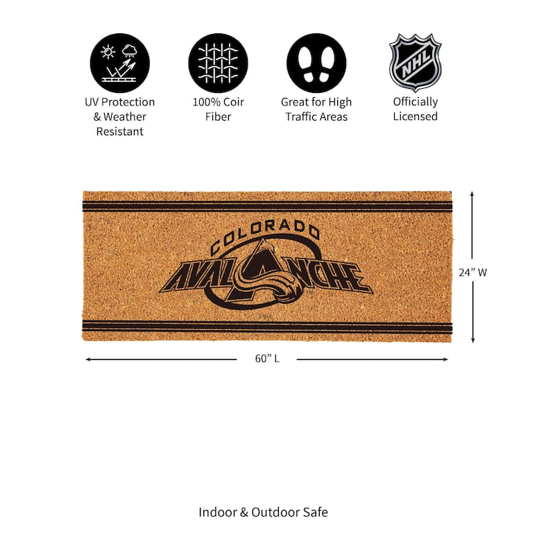 Colorado Avalanche Monochrome Indoor/Outdoor Coir Door Mat