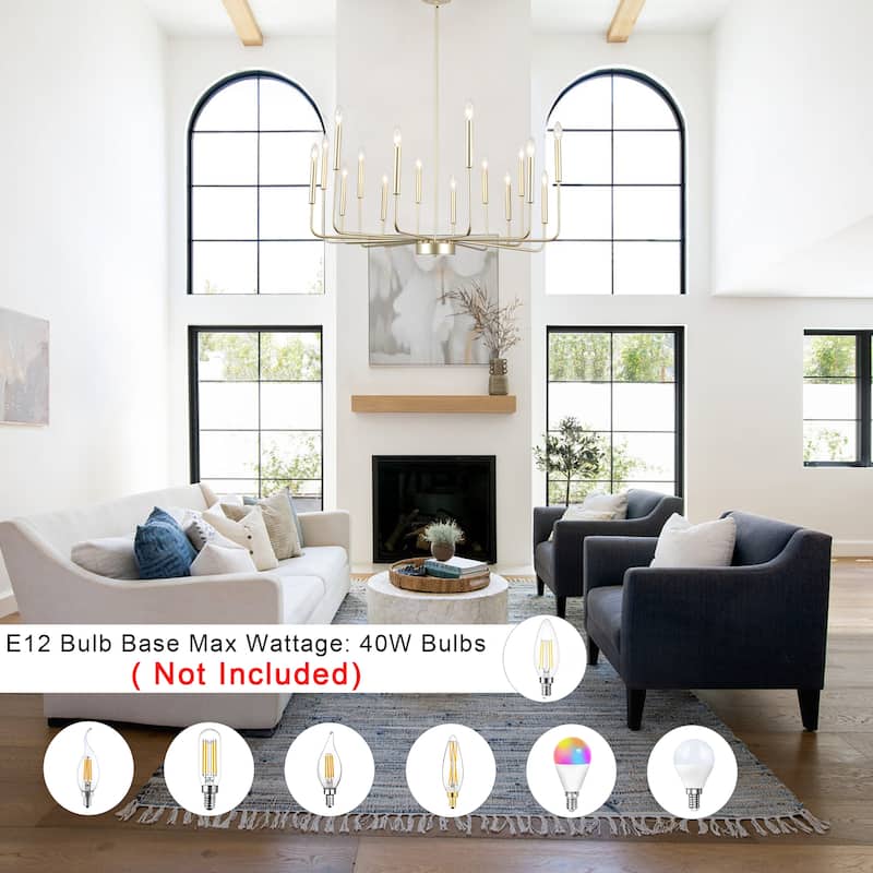 16-Light Metal Rustic Modern Candle Chandelier Fixturesfor Living Room Kitchen Foyer Bedroom
