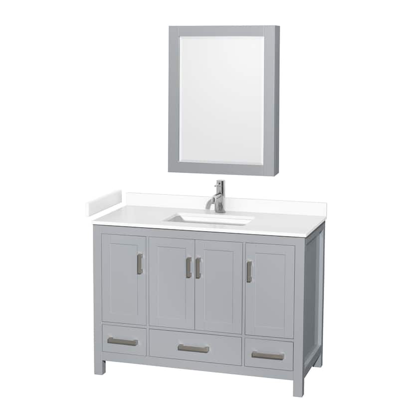 Wyndham Collection Sheffield 48" Single Bathroom Vanity, Carrara - Gray / White Cultured Marble Top / Brushed Chrome