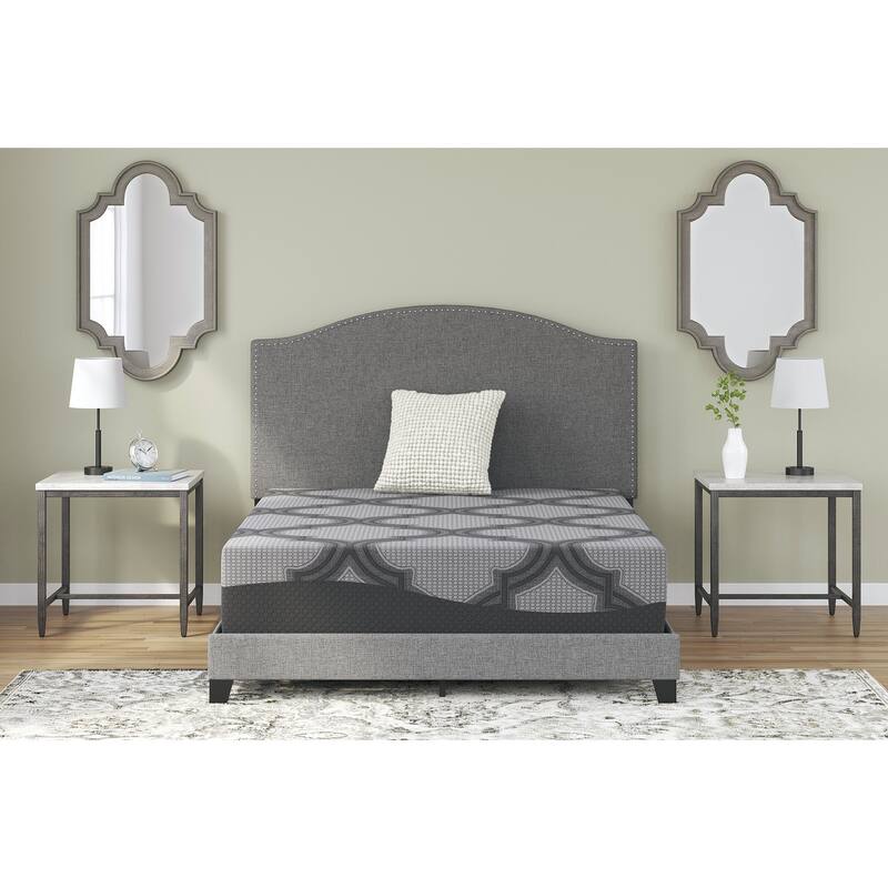 Signature Design by Ashley 12 Inch Ashley Hybrid Gray 2-Piece King Mattress Package