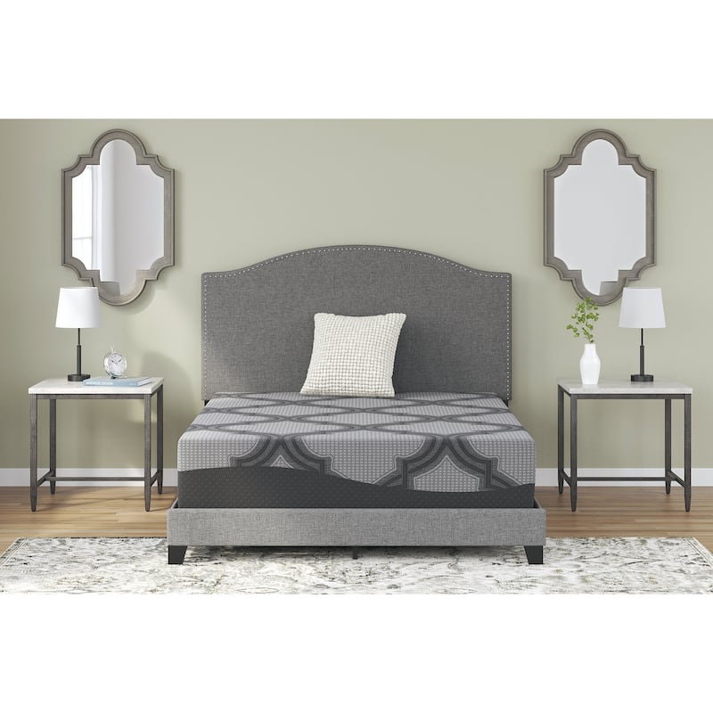 Signature Design by Ashley 12 Inch Ashley Hybrid Gray/White 2-Piece King Mattress Package