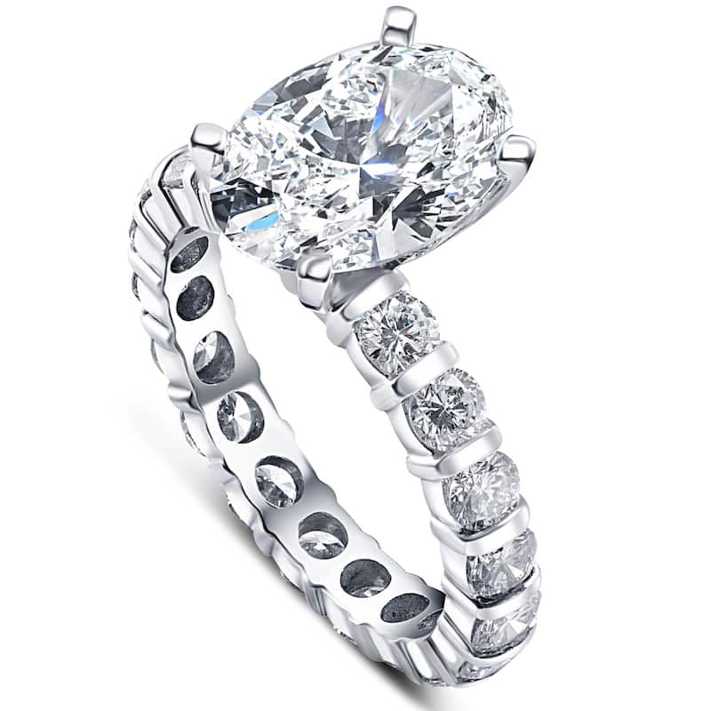 5 Ct TW Oval Diamond Eternity Engagement Ring White Gold Lab Grown