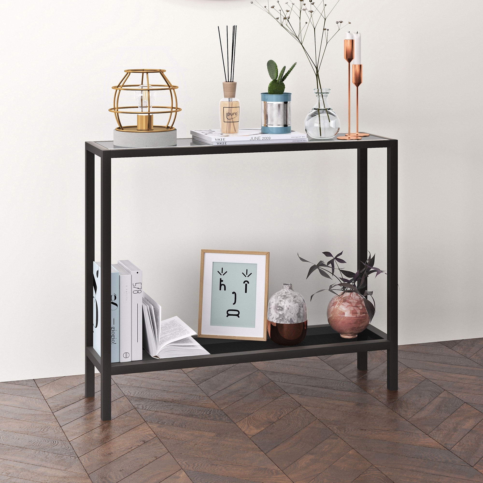 Bronze glass shop console table