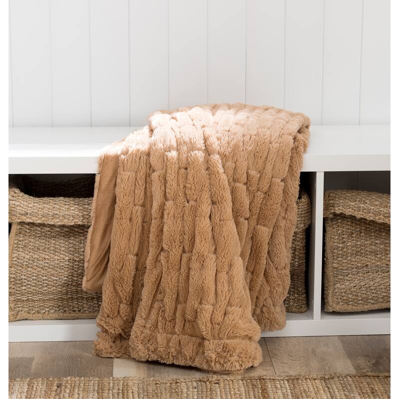 Laurel & Mayfair Faux Throw, Camel