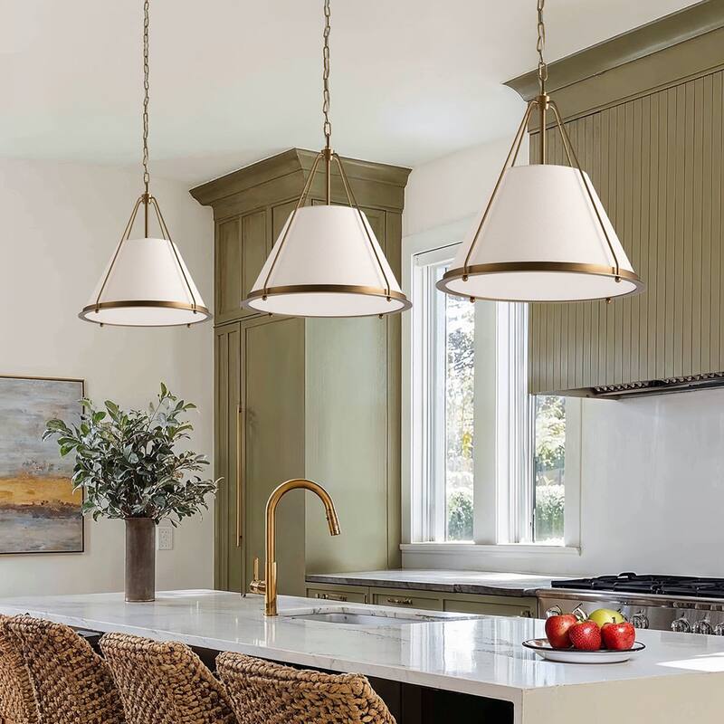 Draven Modern Pendant Light - Metal, Fabric & Gold, Matte Black Light Fixture For Modern, Contemporary, Minimalist Room Decor