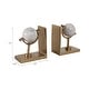 preview thumbnail 5 of 11, Metal Marble Bookends Globe Sculpture Sphere (Set of 2) - 7" Gold - 11.25"