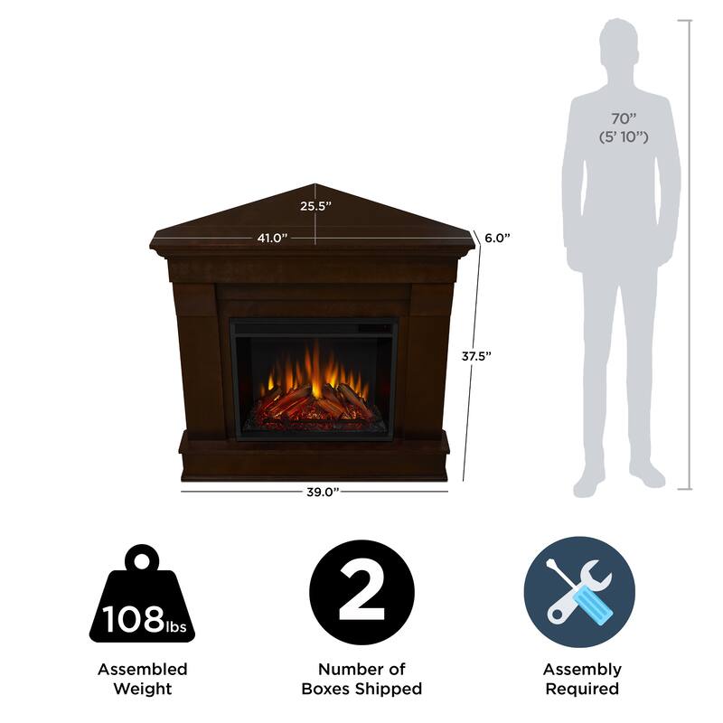 Chateau 41" Dark Walnut Corner Electric Fireplace by Real Flame