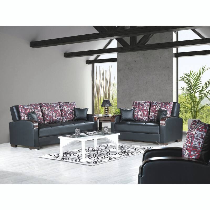 Collection Upholstered Convertible Loveseat With Storage