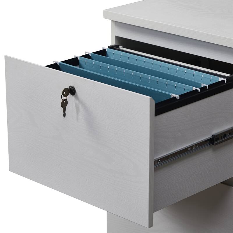 KOWO Wooden 2-Drawer Filing Cabinet with Lock Letter Size Office Storage, Locking Document Organizer for Home or Workplace