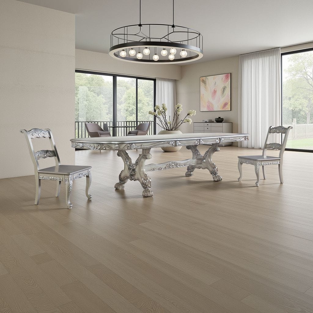 Dining Table with Scrolled Motifs and Claw Feet, Silver