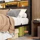 preview thumbnail 4 of 6, Full Size Platform Bed with Storage Headboard, Charging Station and Bookcase