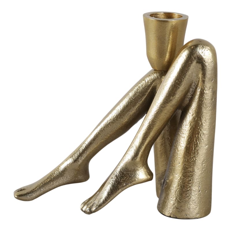 Metal Aluminum Pillar Holder with Sculptural Leg-Shaped Design