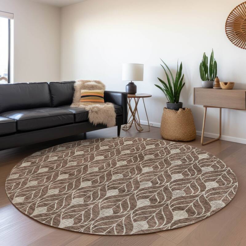 Premium Washable Super Soft Geo Teardrop Mayfield Rug - Brown - 8' x 8'