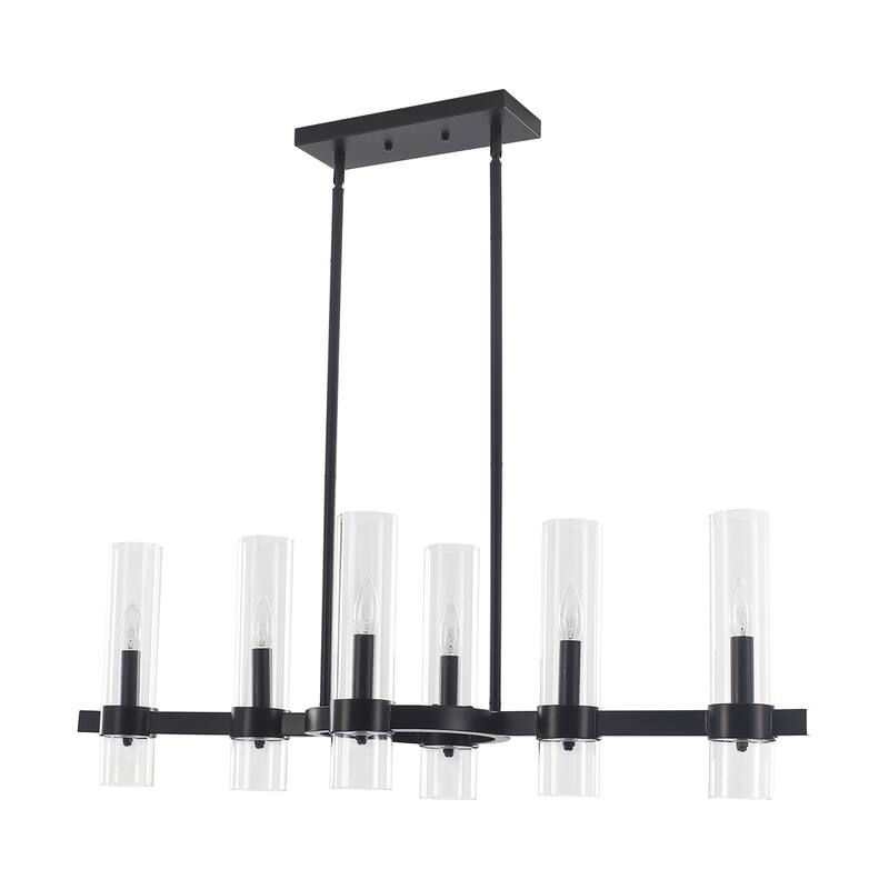 6-Light Kitchen Island Linear Chandelier - Matte Black