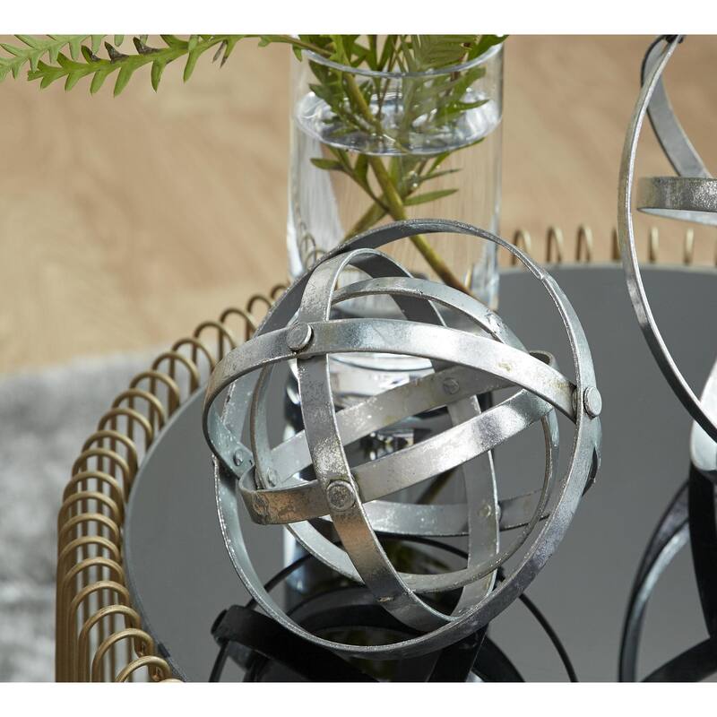 Metal Geometric Sculpture - Set of 3 Silver - Roche River Decor