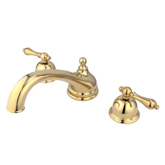 Elements Of Design Double Handle Deck Mounted Roman Tub Filler with - Polished Brass (PVD)
