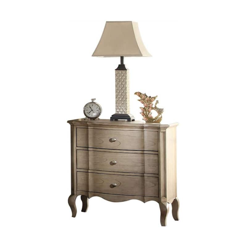 Antique Taupe Nightstand with 3 Drawers