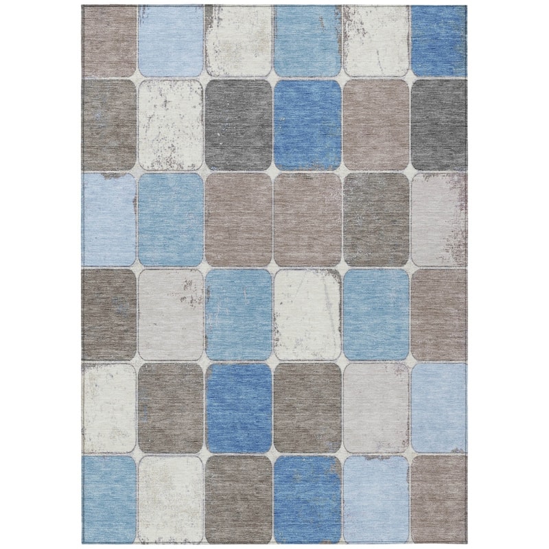 HomeRoots Geometric Transitional Rectangle Outdoor Rug