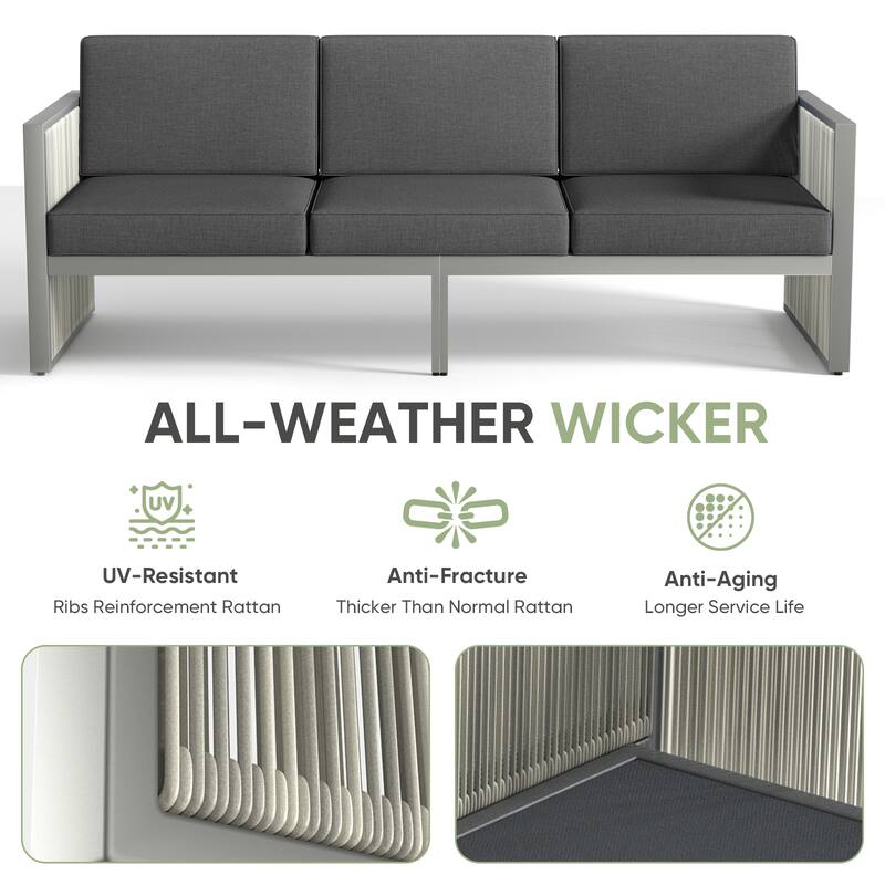 Pocassy 5-Piece Outdoor Sofa Patio Chair with Ottoman