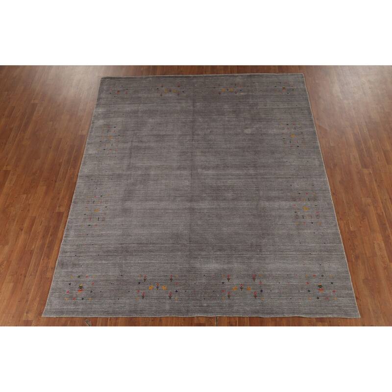 Tribal Gabbeh Indian Area Rug Handmade Silk Carpet - 8'0"x 9'8"