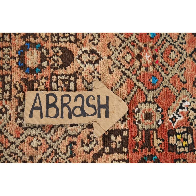 Hamedan Vintage Persian Runner Rug Handmade Orange Wool Carpet - 3'5" x 10'4"