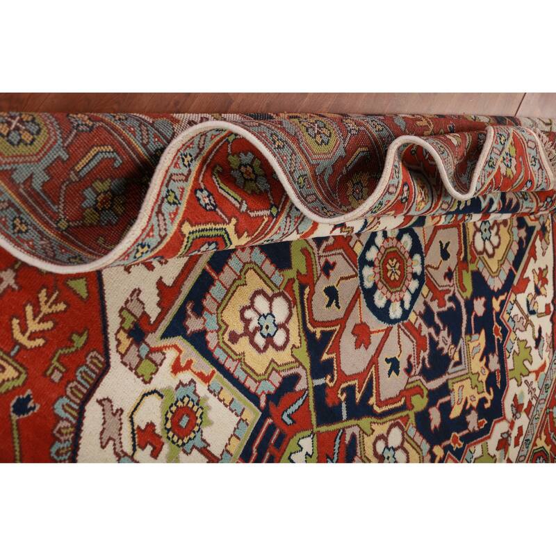 Medallion Ivory Oushak Oriental Area Rug Handmade Wool Carpet - 8'10" x 11'10"