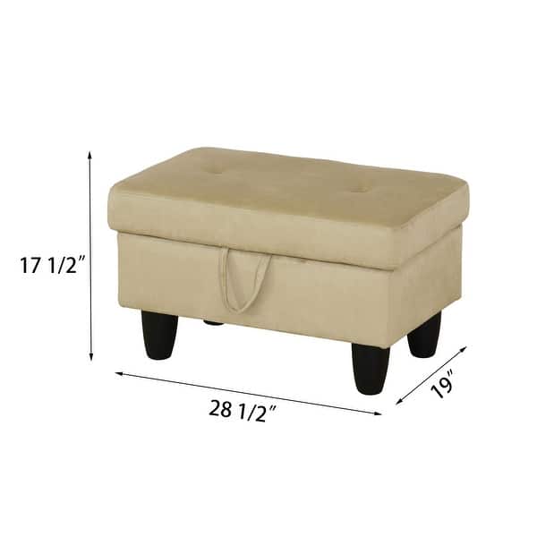 Beige Velvet Rectangle Storage Ottoman