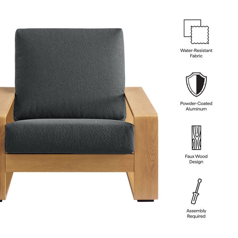 Lirienne Outdoor Patio Aluminum Faux Wood Armchair
