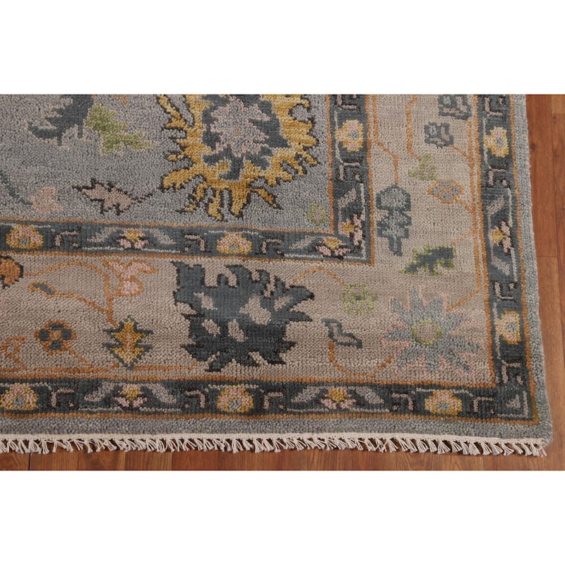Gray Oushak Indian Area Rug Hand-Knotted Wool Carpet - 7'9"x 10'0"