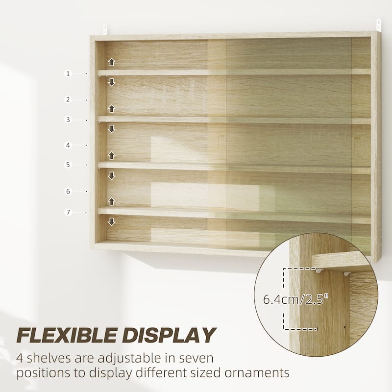 Particleboard Wall-Mounted Display Cabinet with Glass Doors - 31.5" W x 3.7" D x 23.6" H