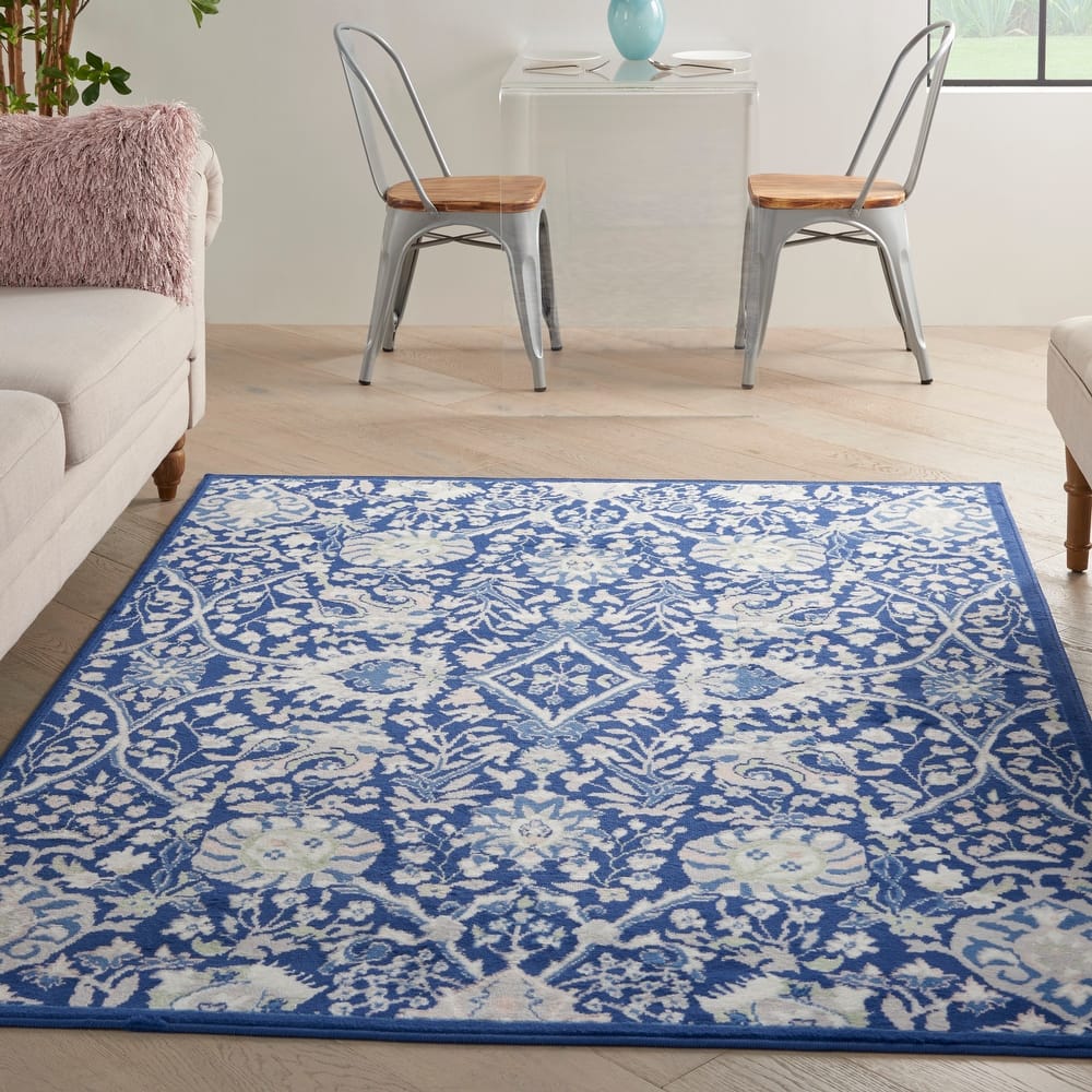 Nourison Whimsicle Modern Persian Floral Navy Ivory Area Rug