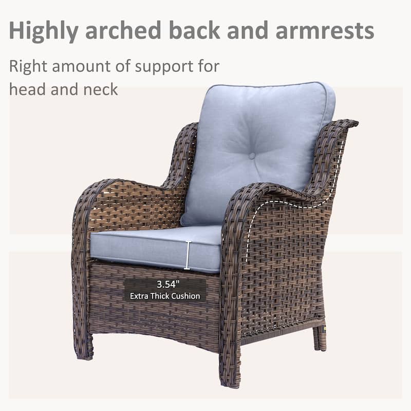 Wicker Outdoor Patio Conversation Deep Seating Sofa Sets with Cushions