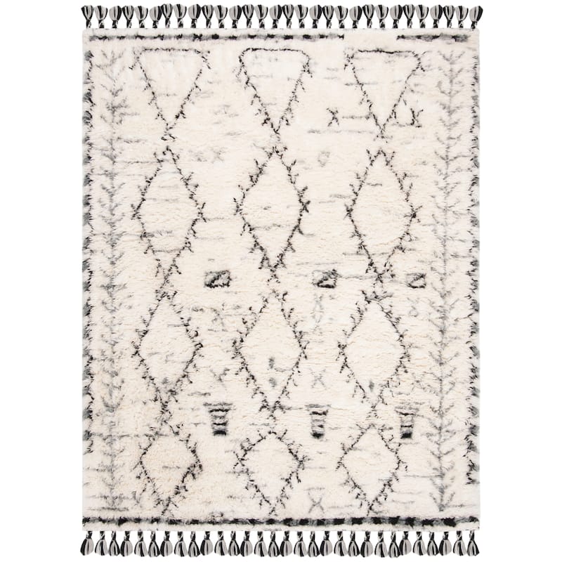 SAFAVIEH Hand-knotted Kenya Zwantien Southwestern Tribal Wool Rug - 9' x 12' - Ivory/Black