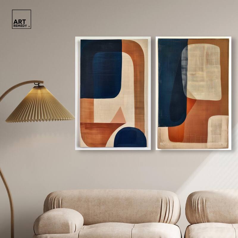 Blue Cream Set Canvas Set of 2 by Art Remedy, Gallery Wrapped