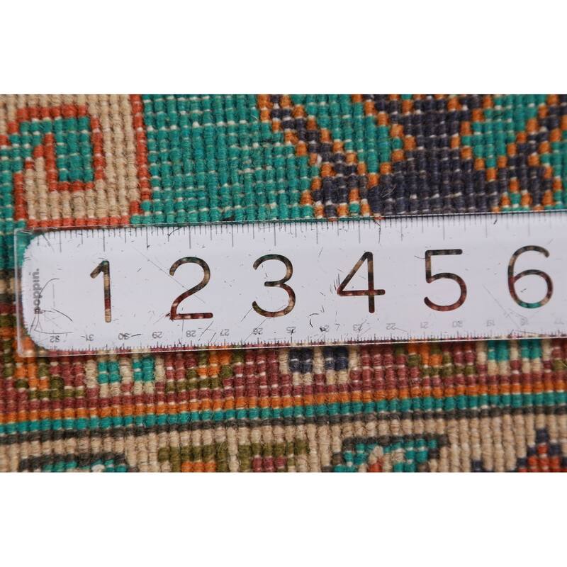 Turquoise Green Kazak Foyer Rug Hand-Knotted Geometric Wool Carpet - 2'7"x 4'0"